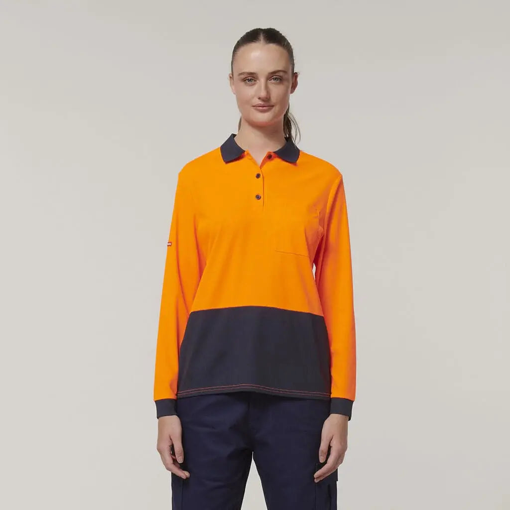 Hard Yakka Women's Long Sleeve Hi Vis Polo Shirt Y08603 Hard Yakka